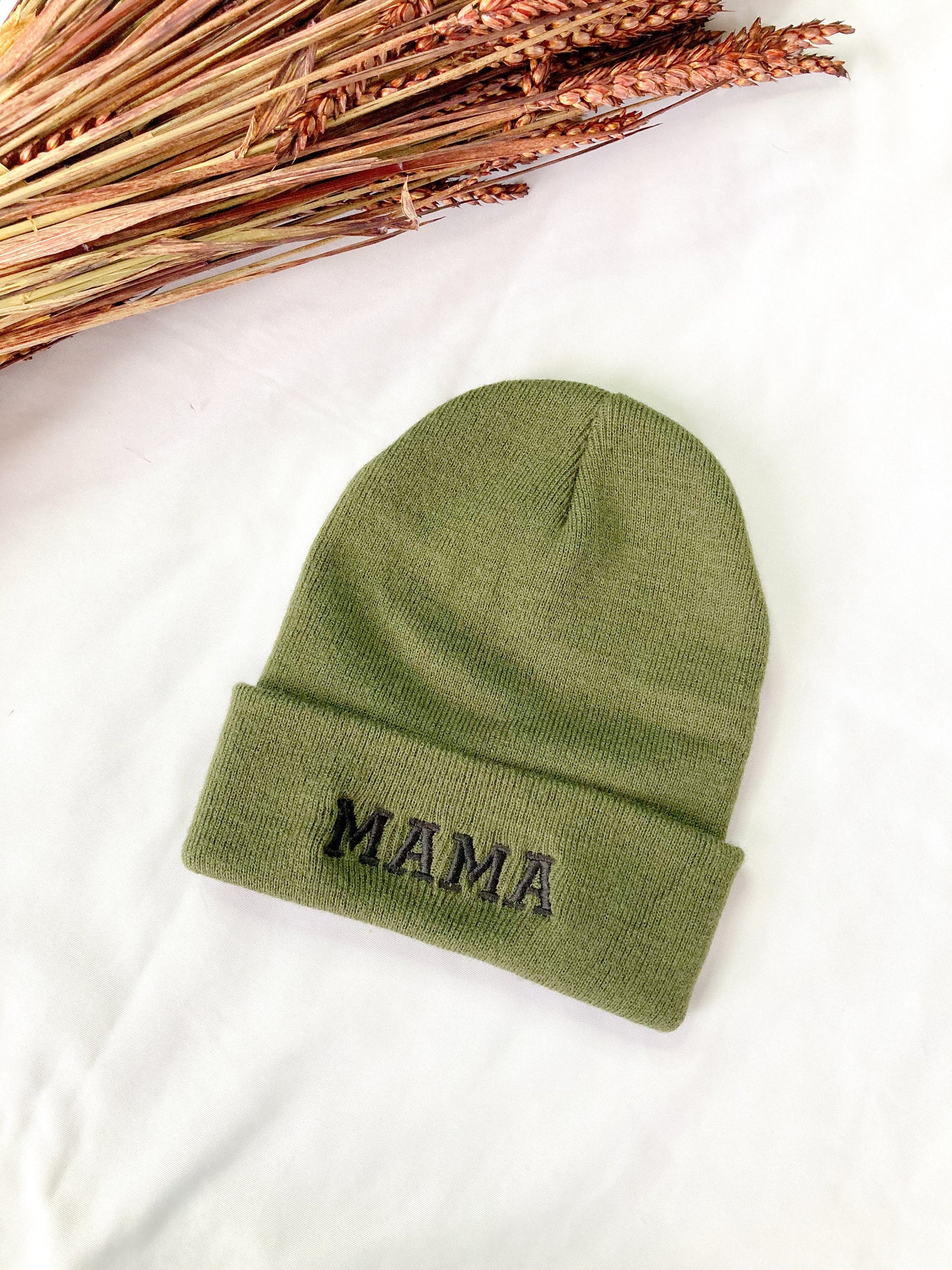 Mama Embroidered Beanie Hat