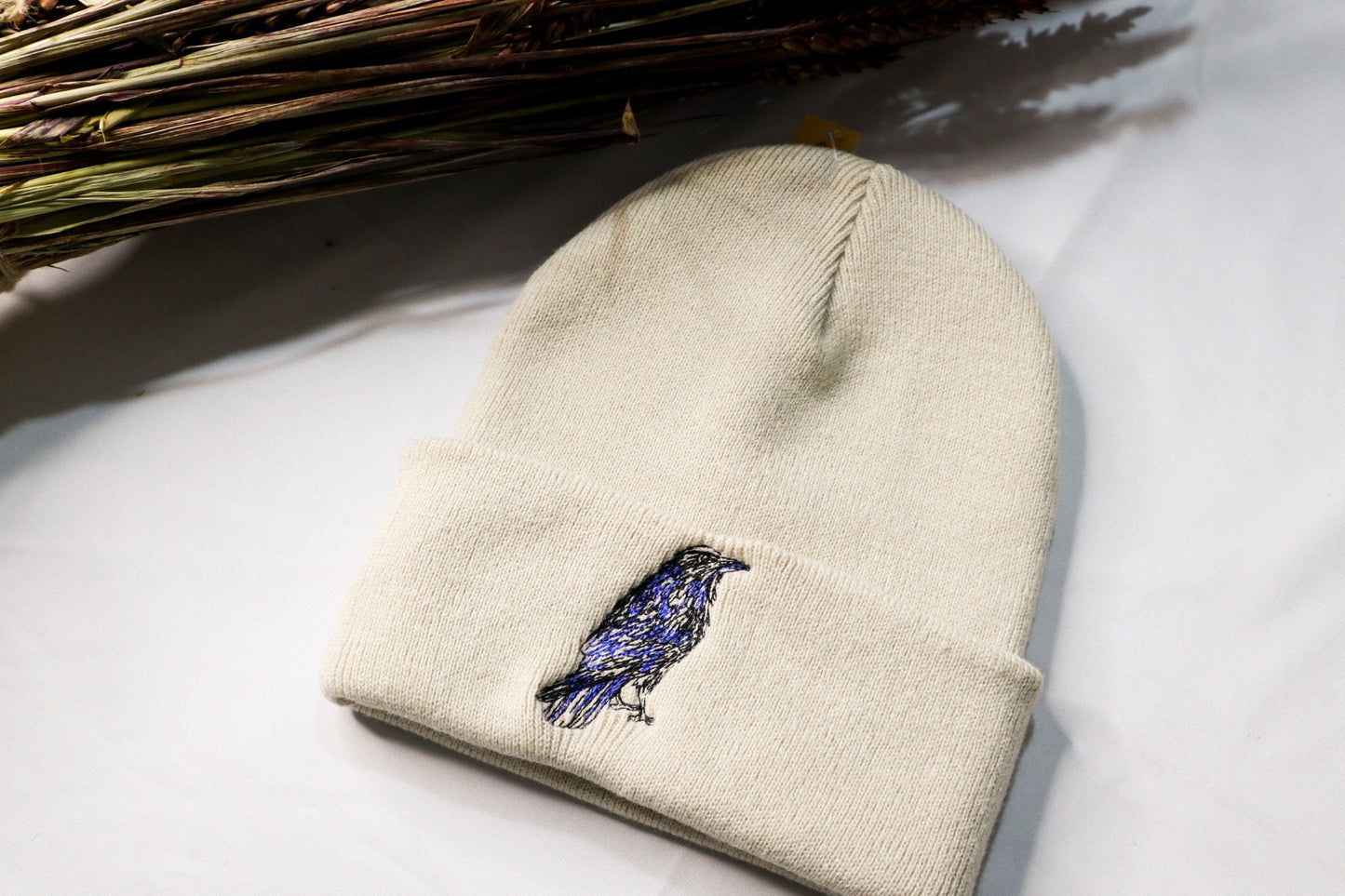 Crow Embroidered Beanie