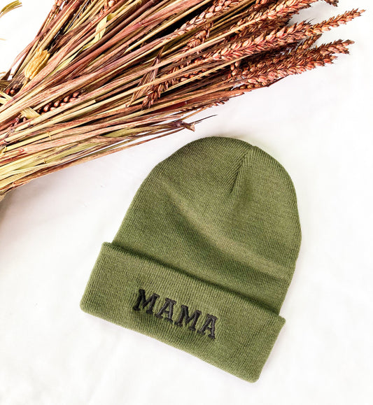 Mama Embroidered Beanie Hat