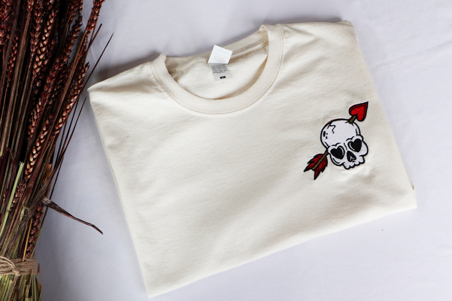 Skull Arrow Embroidered T-Shirt