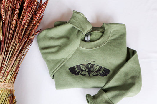 Death Moth Embroidered Sweatshirt