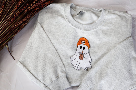 Cute Ghost Embroidered Sweatshirt