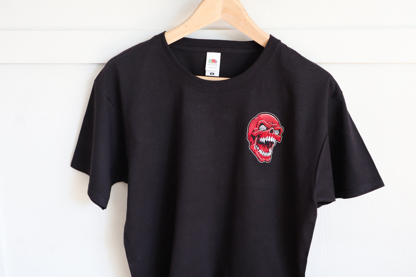 Red Skull Embroidered T-Shirt