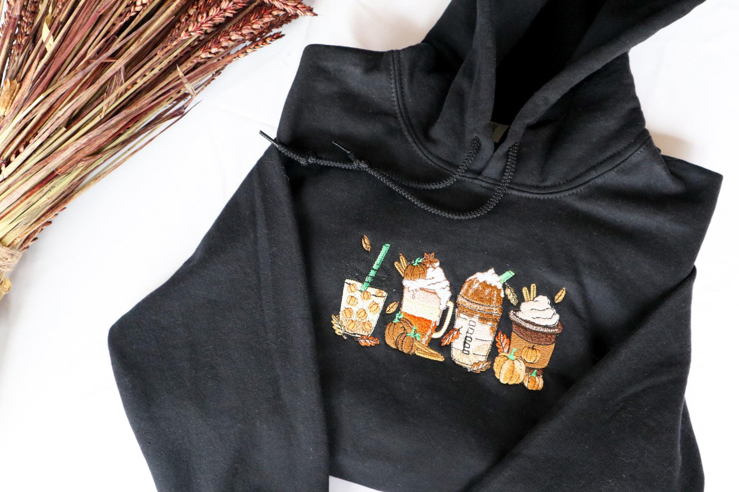 Autumn Coffee Lover Embroidered Hoodie