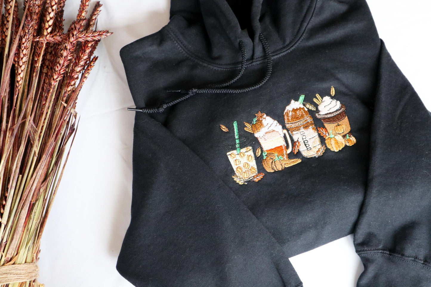 Autumn Coffee Lover Embroidered Hoodie