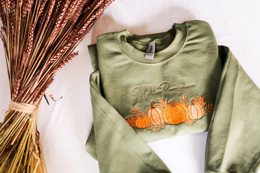 Hello Pumpkin Embroidered Sweatshirt
