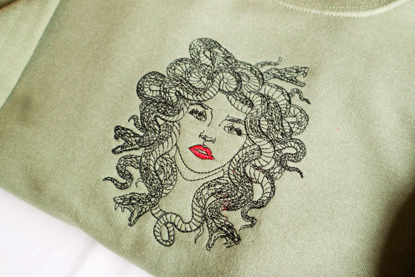 Medusa Green Embroidered Sweatshirt