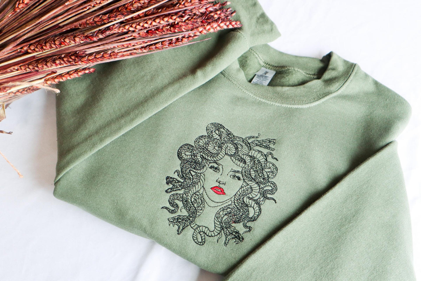 Medusa Green Embroidered Sweatshirt