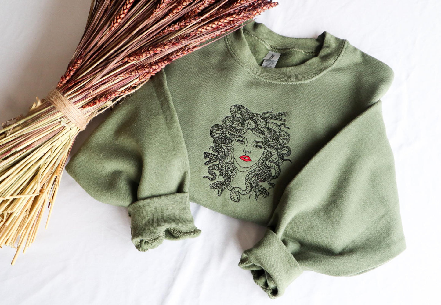 Medusa Green Embroidered Sweatshirt